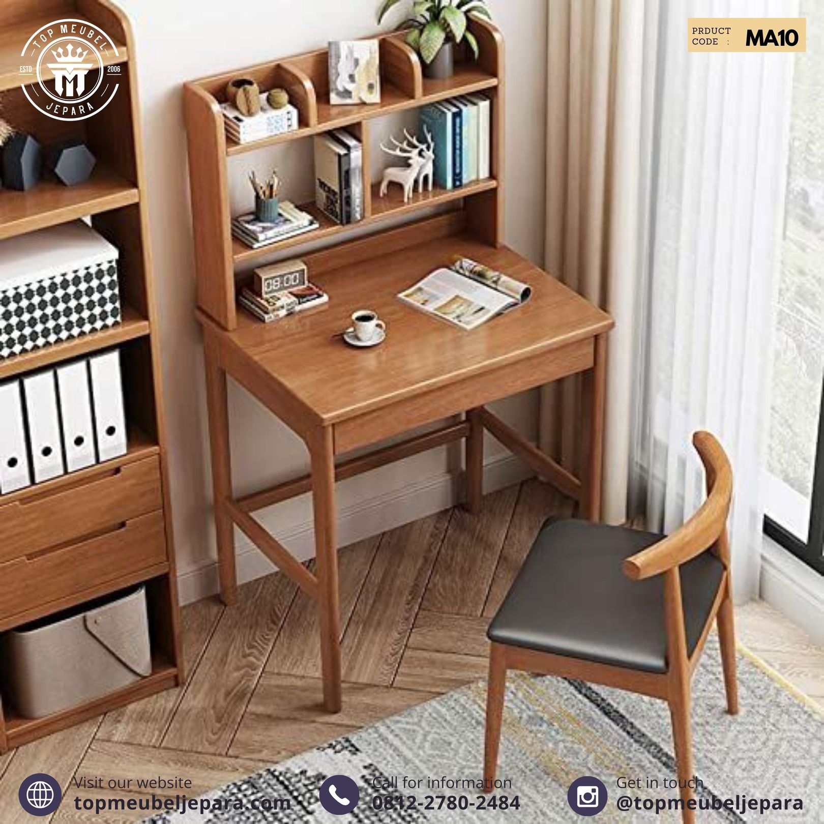 MA10 Meja Kerja Minimalis Dengan Rak Serbaguna