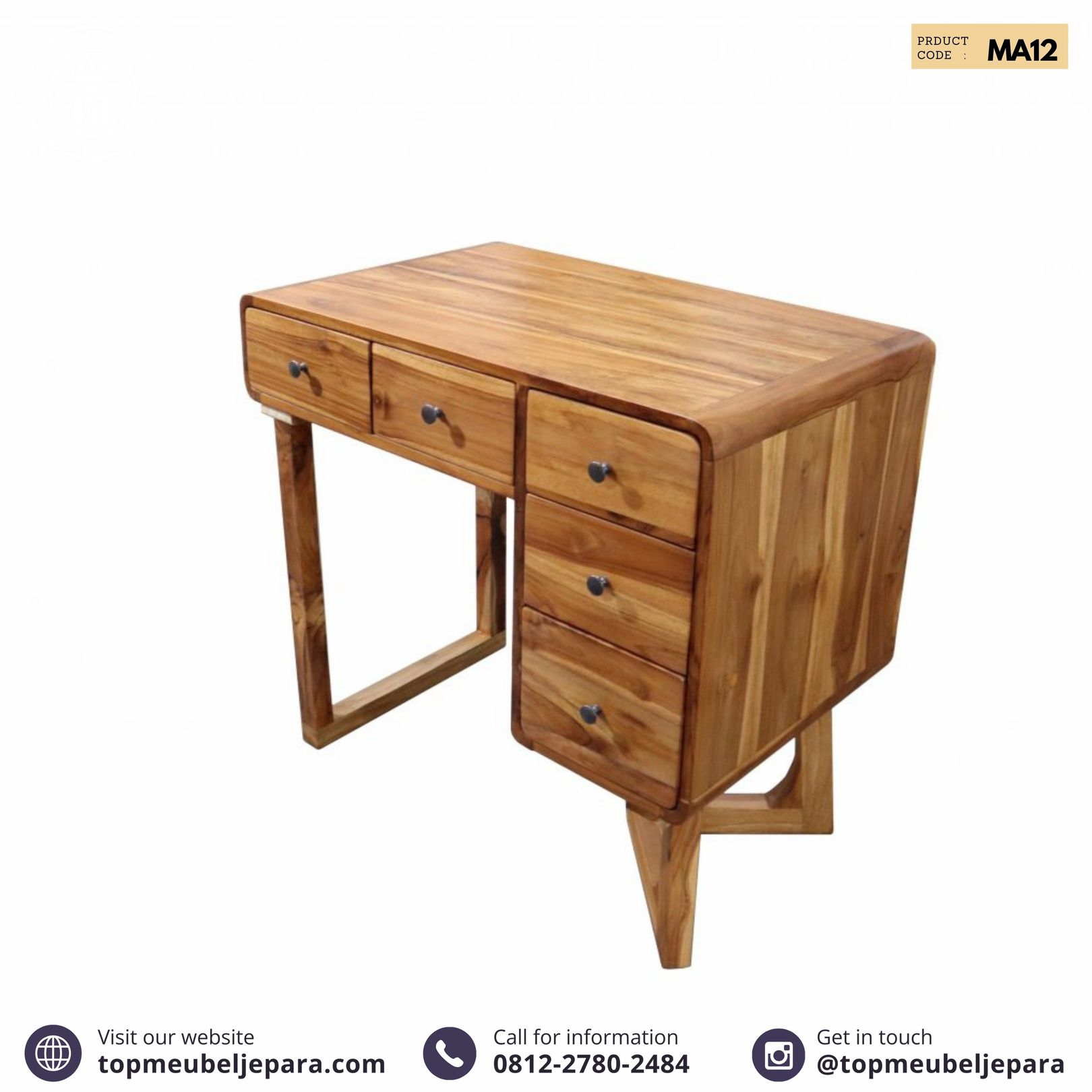 MA12 Meja Kerja Unik Simpel Minimalis 5 Laci