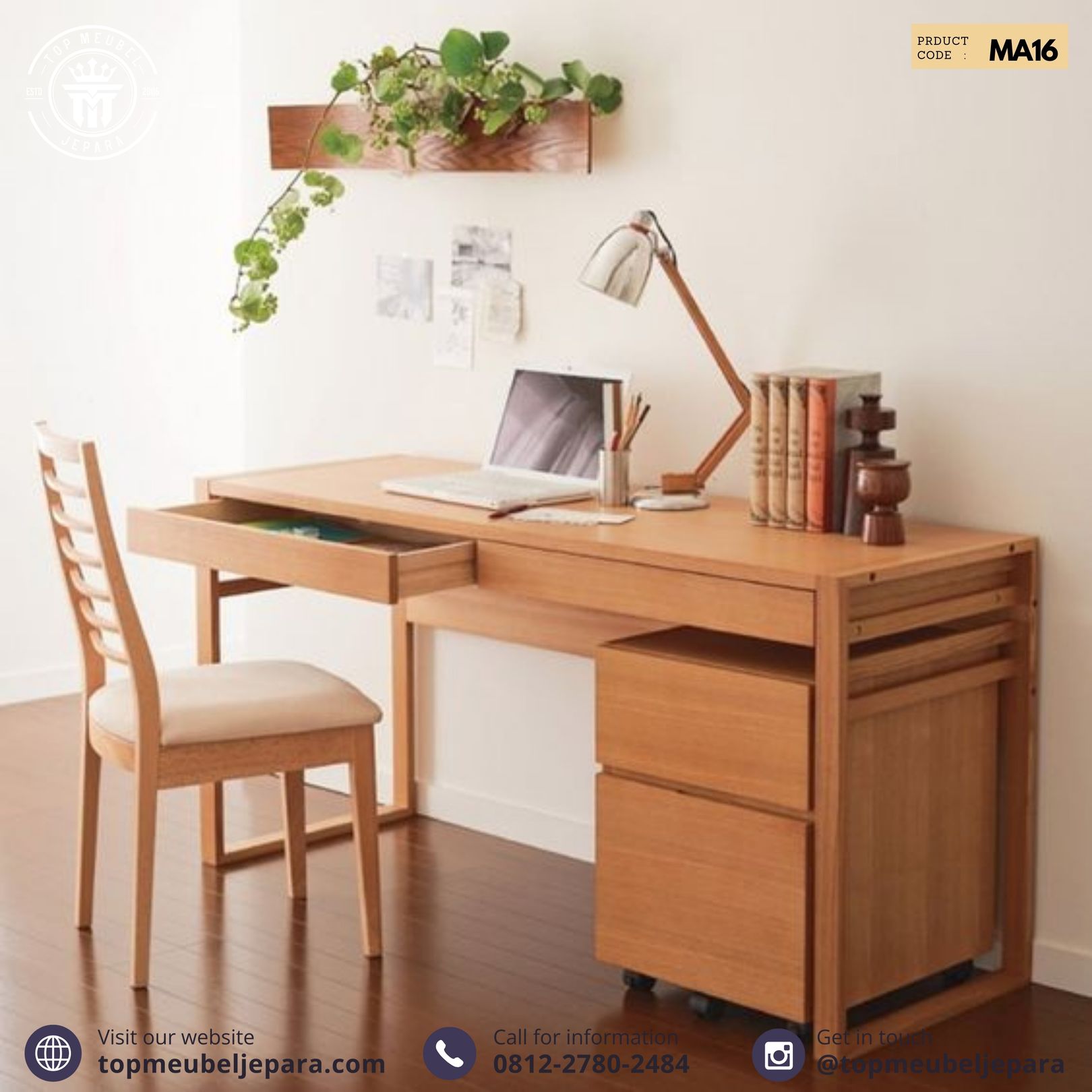 MA16 Meja Kerja Simpel Dengan Laci Nakas