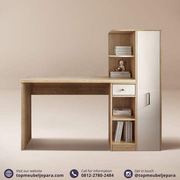 Meja Kerja dengan Lemari dan Laci Serbaguna