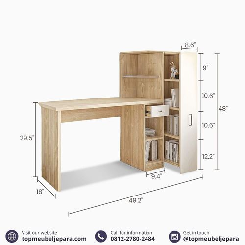 Meja Kerja dengan Lemari dan Laci Serbaguna - Image 9