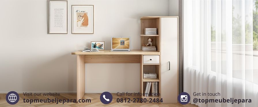 Meja Kerja dengan Lemari dan Laci Serbaguna - Image 8